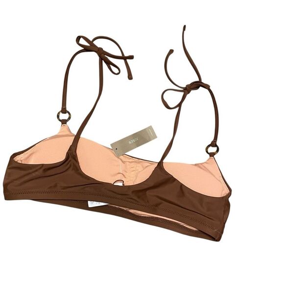 J.Crew O-ring Tie Shoulder Bikini Top Brown MED NWT - Picture 4 of 5